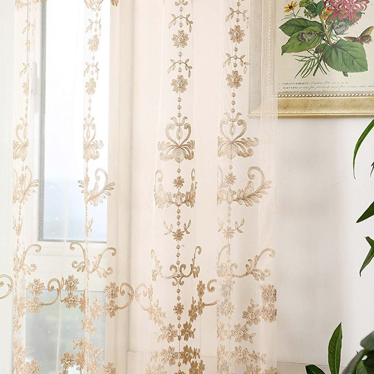 ผู้จัดจำหน่ายจีนคุณภาพสูง 100% โพลีเอสเตอร์พร้อมทำเตียงดอกไม้ Jacquard Sheer Curtain Sheers Fabrics