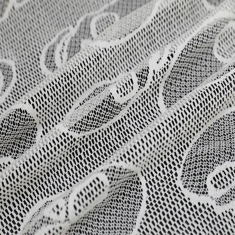 ขายส่งตาข่ายโพลีเอสเตอร์ jacquard น้ำหนักเบาจุด elengant ผ้าม่านสีขาวผ้าโปร่ง